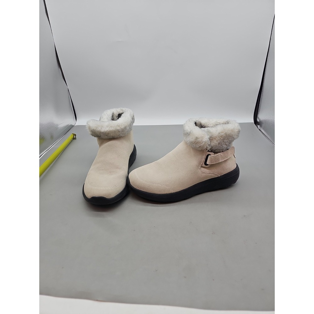 Skechers Slip-ins On-the-Go Joy Water Repellent Suede Boots Sz 7 White